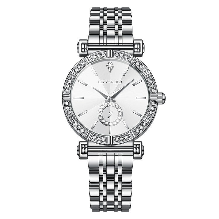 CRRJU Luxury Quartz Wrist watches for Women Stainless Steel Bracelet Rhinestones Bling Dail Elegant Ladies Quartz Watch