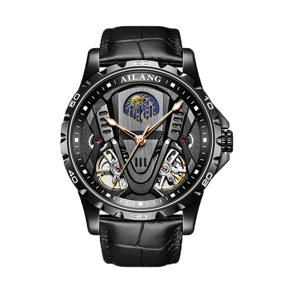 Orologio meccanico automatico multifunzione a doppio tourbillon da uomo AILANG