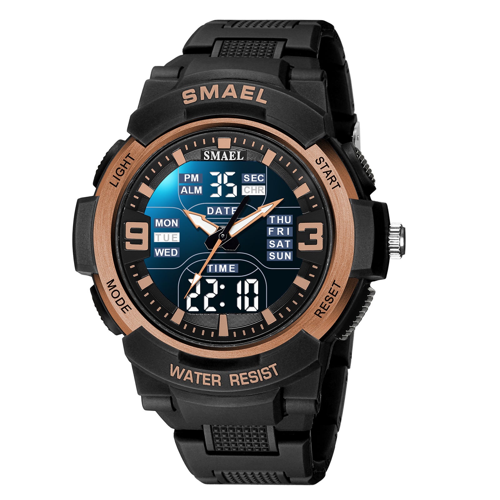 SMAEL Electronic Watches with LED Luminous 5 ATM Waterproof Sports Watch with Week Day Display, Alarm, Stopwatch Timer and Calendar