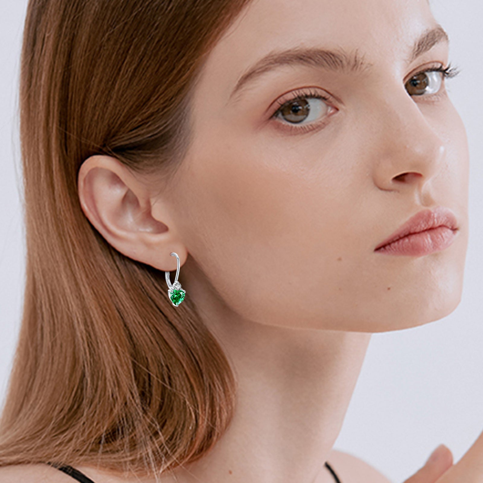 Damesoorbellen, modieus, 925 sterling zilver, hypoallergeen, hartvormige zirkonia oorringen, geboortesteen oorbellen voor dames