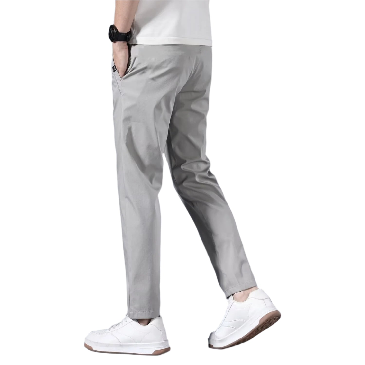 Heren modieuze zakelijke casual formele broek effen kleur polyester dun recht micro elasticiteit heren casual broek