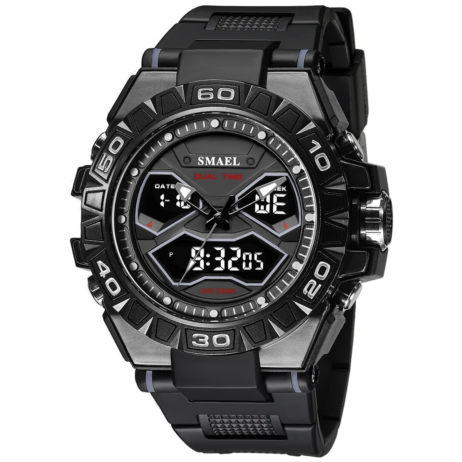Orologio al quarzo luminoso impermeabile con doppio display