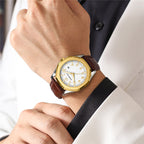 Orologio da uomo CRRJU 5022 casual da lavoro con cinturino in pelle