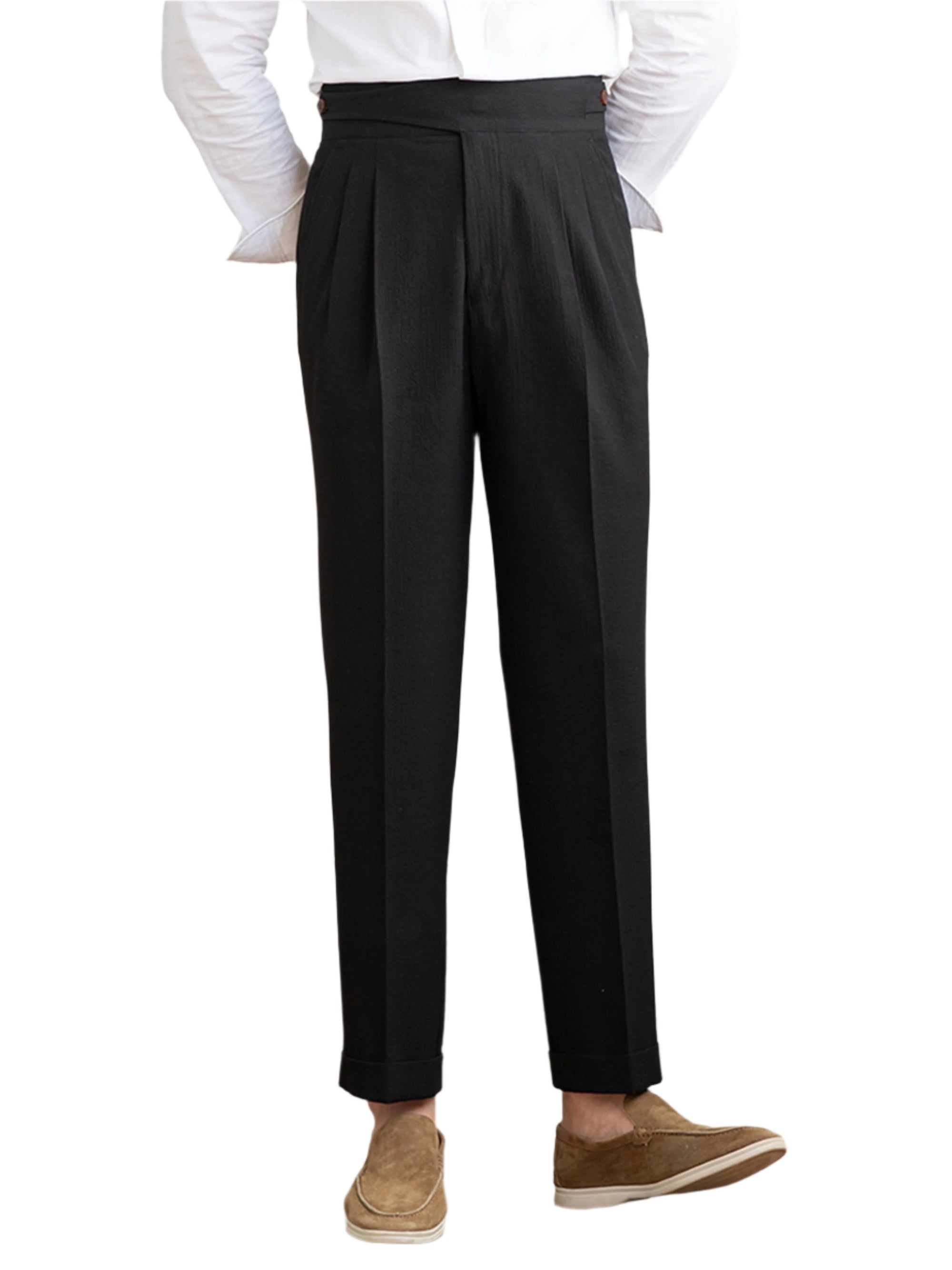 Men's Fashion Non-ironing Seersucker Casual Pants High Waist Straight Men's Pant