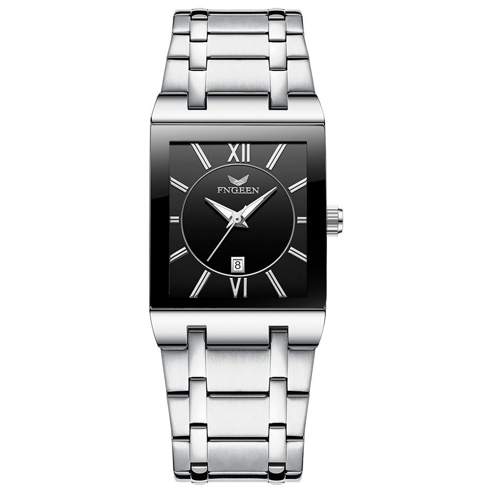 Men's Square Waterproof Band Calendar Quartz Watch
