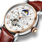 Orologi da polso da uomo alla moda con tourbillon vuoto, orologio da polso meccanico automatico