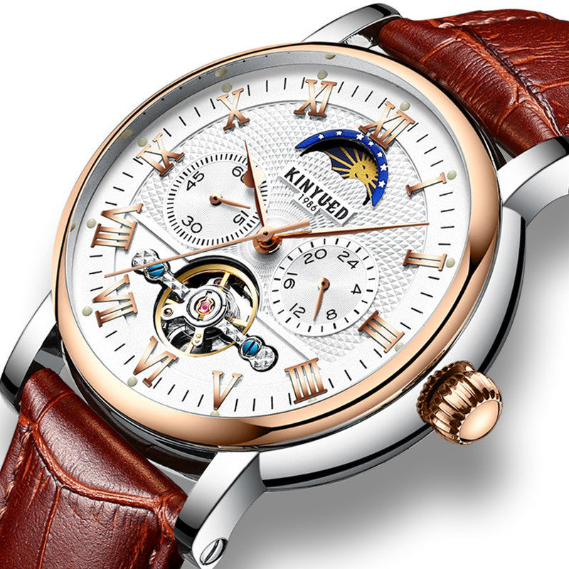 Orologi da polso da uomo alla moda con tourbillon vuoto, orologio da polso meccanico automatico