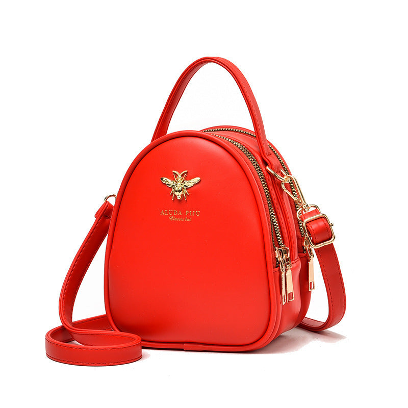 Retro schoudertas voor dames, kleine ronde tas, veelzijdige crossbodytas met meerdere zakken, modieuze crossbodytas voor dames