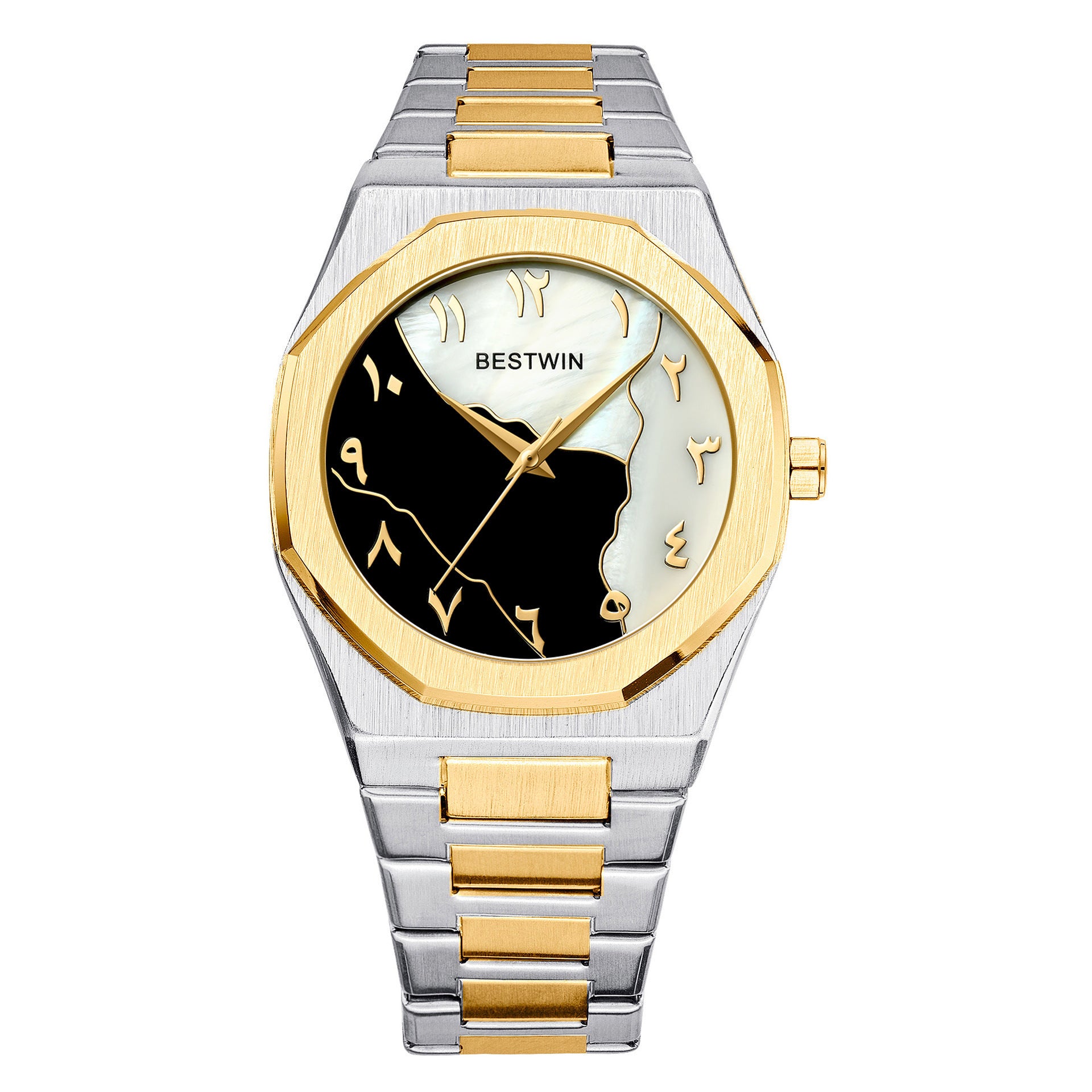 Luxury Men's Watch reloj hombre BESTWIN Creative Dial Gold Shell Face Business Watches for Men relogios masculino