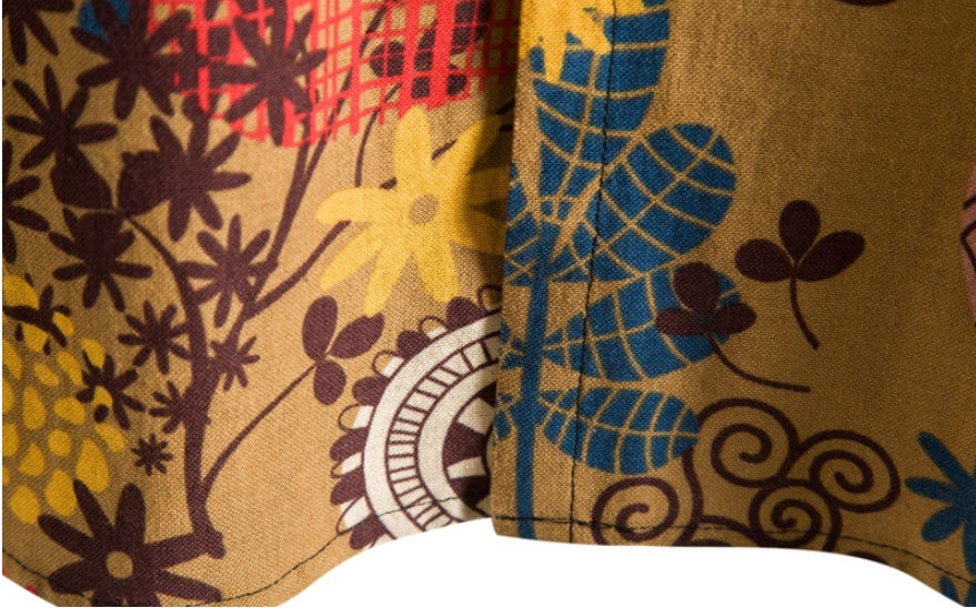 Camicia casual alla moda da uomo, tinta unita, in puro cotone, stampata, a maniche corte, camicia hawaiana casual alla moda da uomo