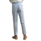 Summer High Waist Straight Blue Striped Casual Pants