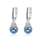 Sky Blue Earrings S925 Silver Ear Clip Colored Gems Women's