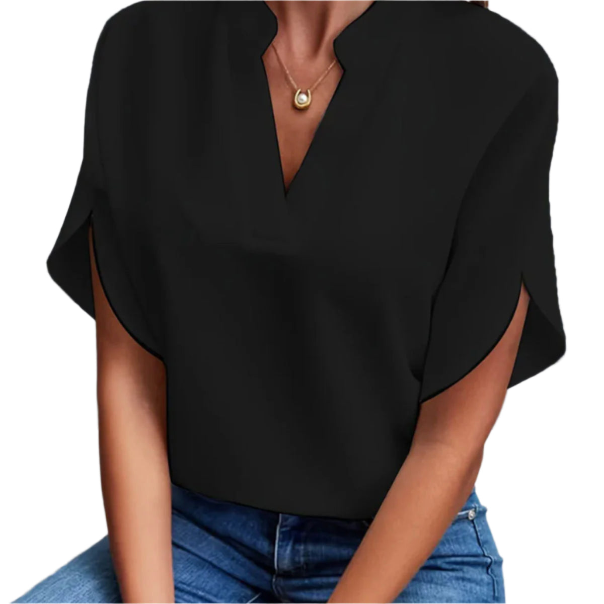 Zomers kort mouwen chiffon shirt Nieuw V-hals shirt Dames casual veelzijdige kleding