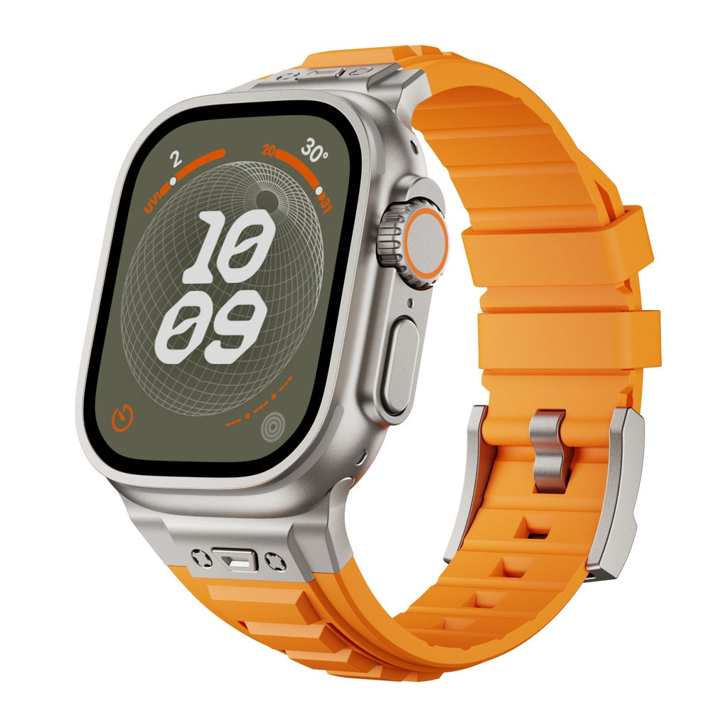 Apple Watch High Elastic Silicone Strap I watch Series   1-9 Metal Folding Buckle Smart Watch