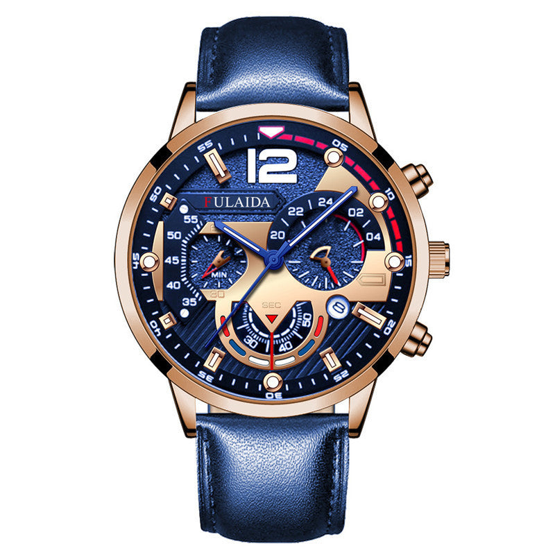 Fashion Men Business Casual Leather Band Watch - Acquisti Online