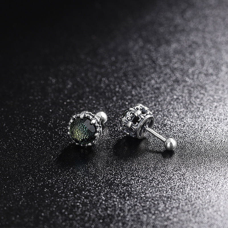 S925 Sterling Zilveren Schroef Oorsteker Vrouwelijke Schroef Dubbele Kop Verliespreventie