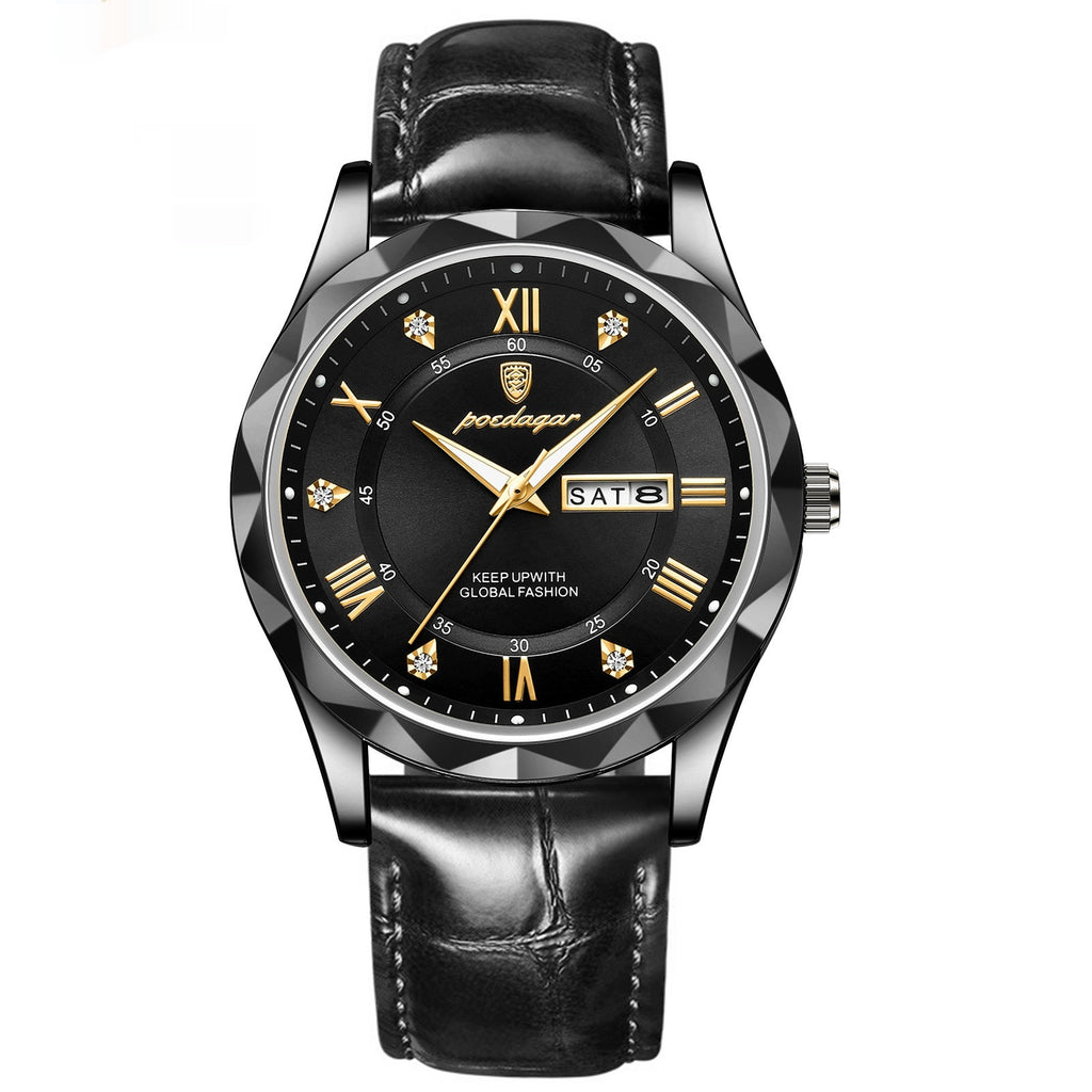 POEDAGAR Luxury Business Men's Wrist Watch Waterproof Luminous Date Week Men's Watch for Men Quartz Watch Leather Men's Watches reloj