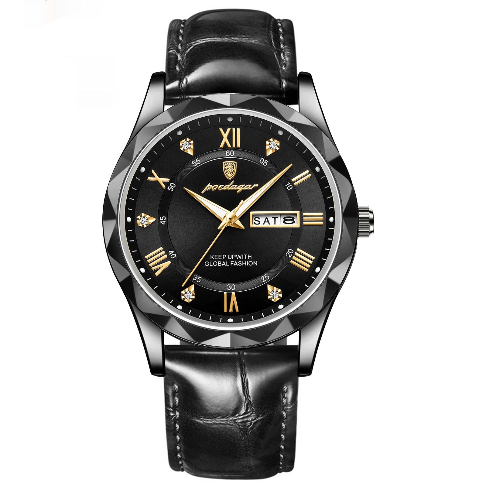 POEDAGAR Luxury Business Men's Wrist Watch Waterproof Luminous Date Week Men's Watch for Men Quartz Watch Leather Men's Watches reloj