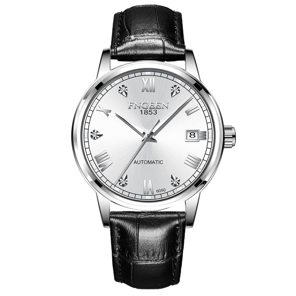 FNGEEN Top Brand Luxury Fashion Green Mechanical Watch for Men Stainless Steel Waterproof Sports Automatic Calendar Men's Watch - Acquisti Online