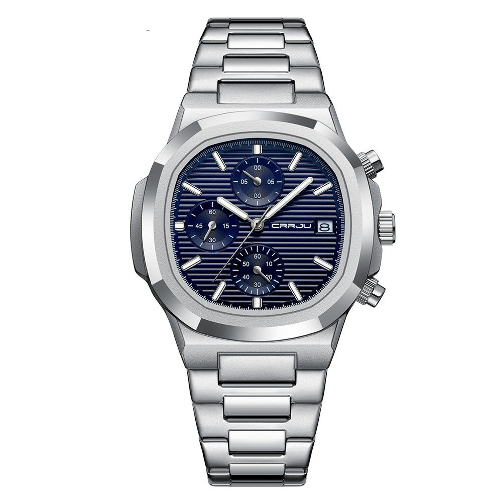 Fashionable Men's Quartz Watch Multifunctional Waterproof Calendar Luminous Stainless Steel Six-pin Men's Quartz Watch