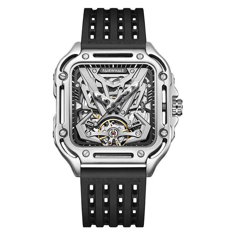 FAIRWHALE Nuovo Orologio Tourbillon alla Moda Impermeabile Automatico Meccanico da Uomo con Cinturino in Silicone Relogio Masculino