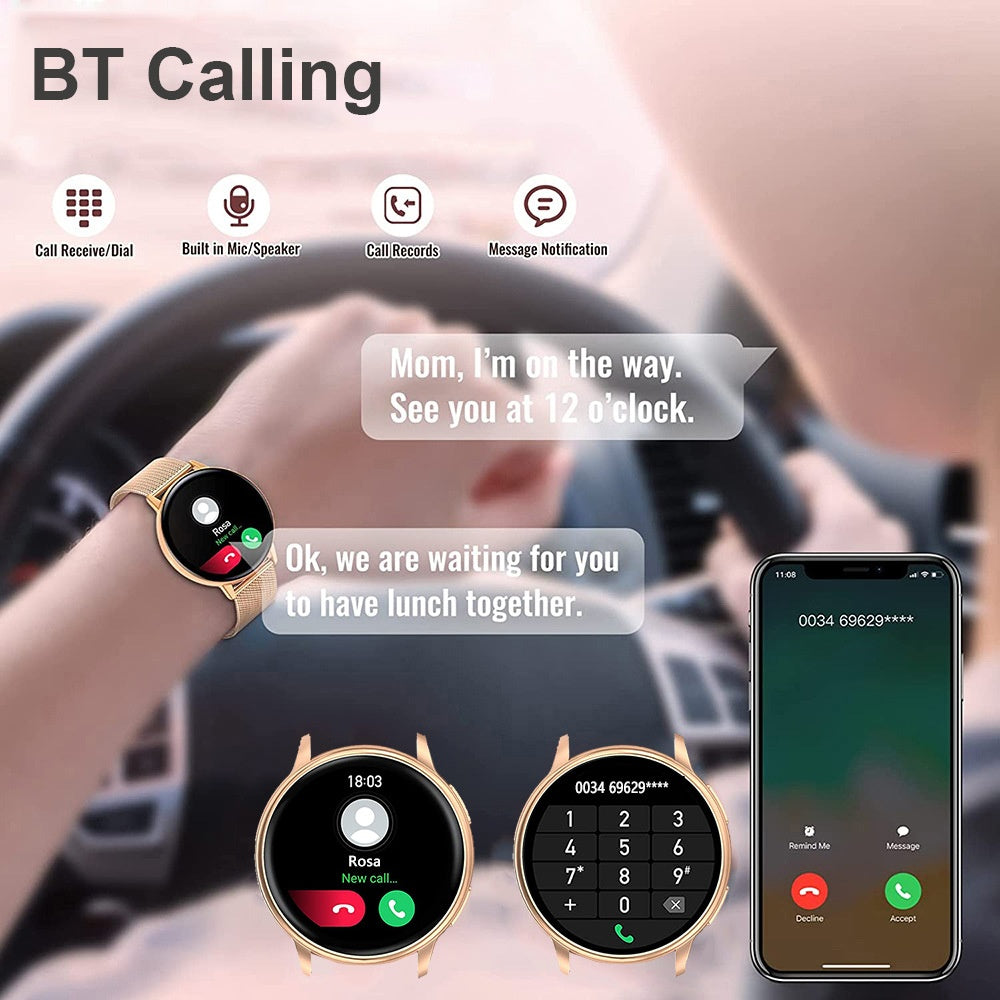 Smartwatch Bluetooth Chiamata BT Cardiofrequenzimetro Pressione Sanguigna Promemoria Intelligente Display di Alta Qualità Impermeabile Modalità Multifunzione Smartwatch