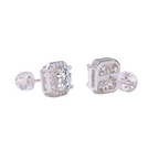 Heart Rose Luxury Fashion Diamond Earrings Stud Set With Mosan Diamond Silver Ornaments