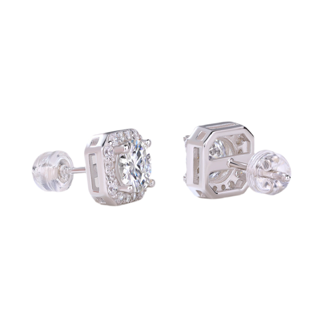 Heart Rose Luxury Fashion Diamond Earrings Stud Set With Mosan Diamond Silver Ornaments