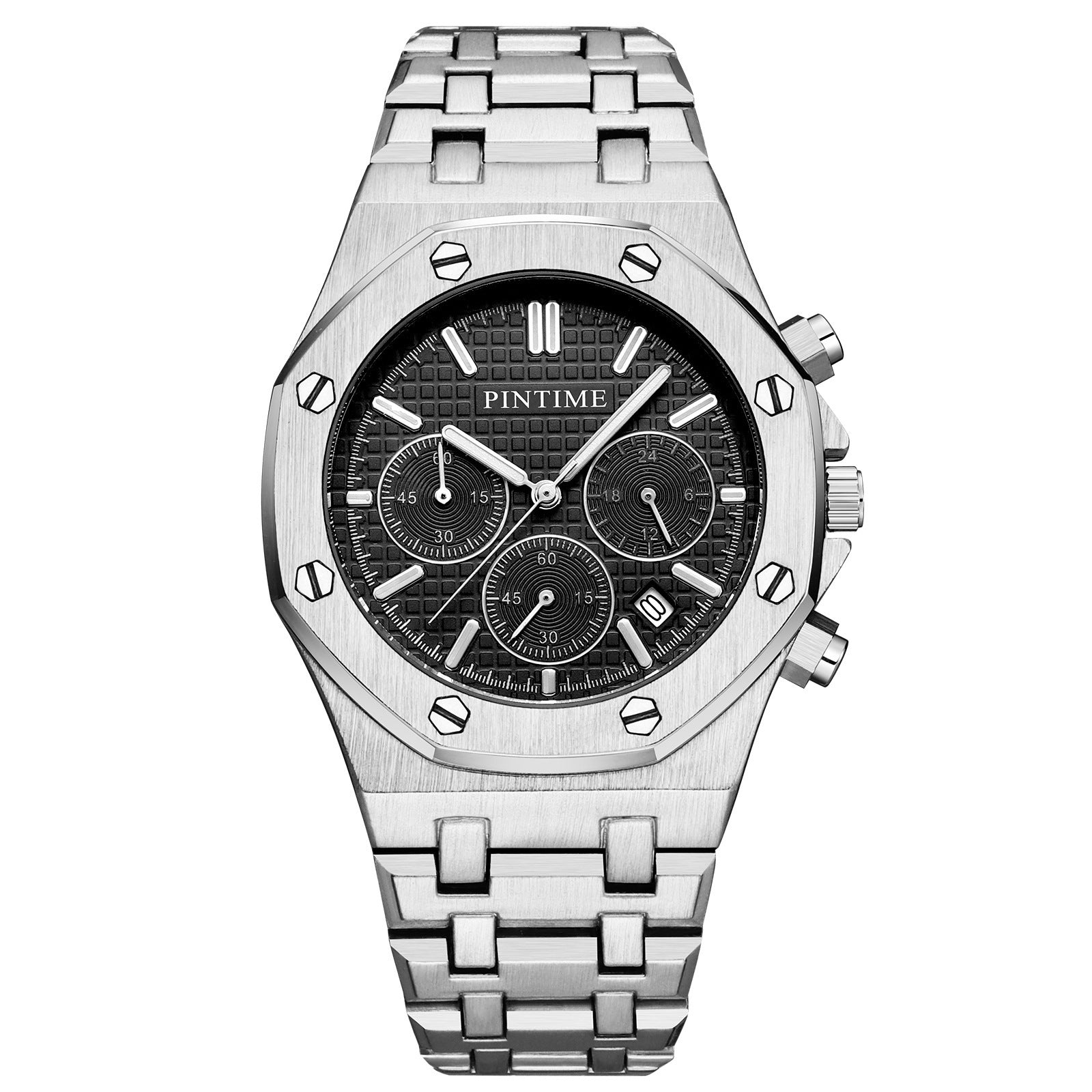 PINTIME Orologi da polso cronografo da uomo alla moda con movimento al quarzo, orologi da polso al quarzo impermeabili