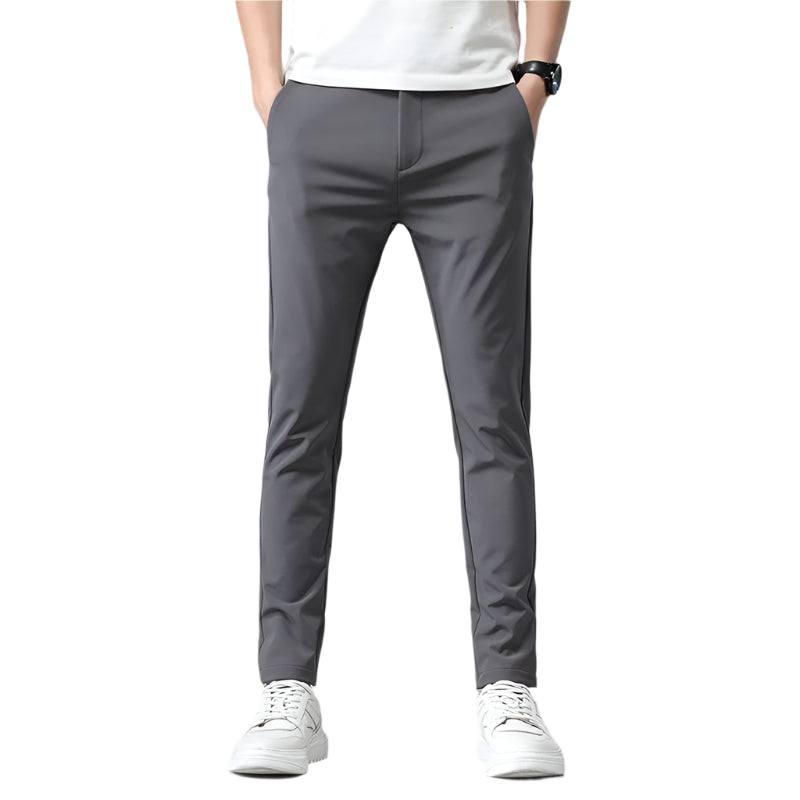 Men's Fashionable Casual Formal Pants Solid Color Casual Suit Thin Pants Medium Elastic Nylon Fashion Men's Casual Pants