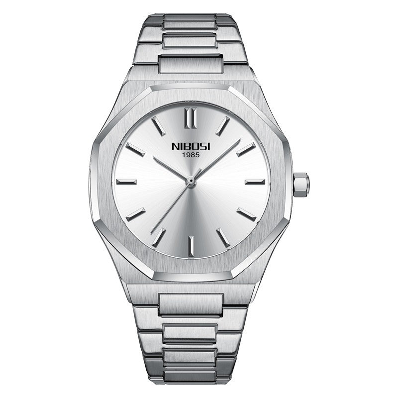 NIBOSI 2520 Stainless Steel Watch with Japanese Movement Back Chronograph Formal Men's Watch