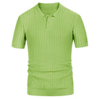 Men's Fashionable Candy Colored Knitted Short Sleeve Button Down Colla High Quality Men's Casual Slim Fit Polo Shirt