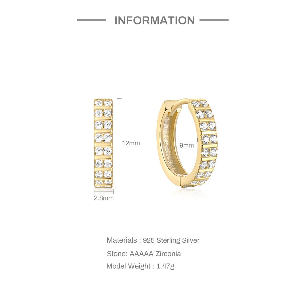 Women Luxury Earrings High Quality Elegant Sparkly Diamond Hoops Gold Plated S925 Silver Zircon Hoop Women Earrings - Acquisti Online