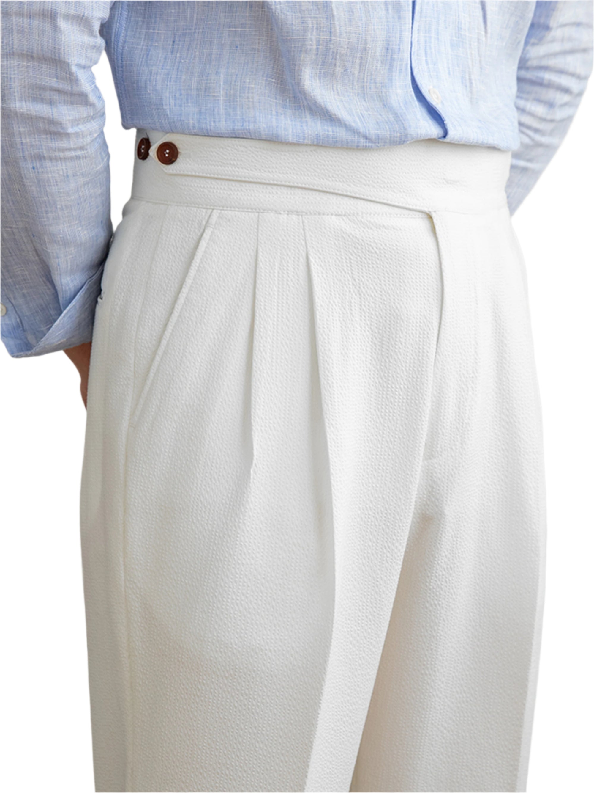 Men's Fashion Non-ironing Seersucker Casual Pants High Waist Straight Men's Pant