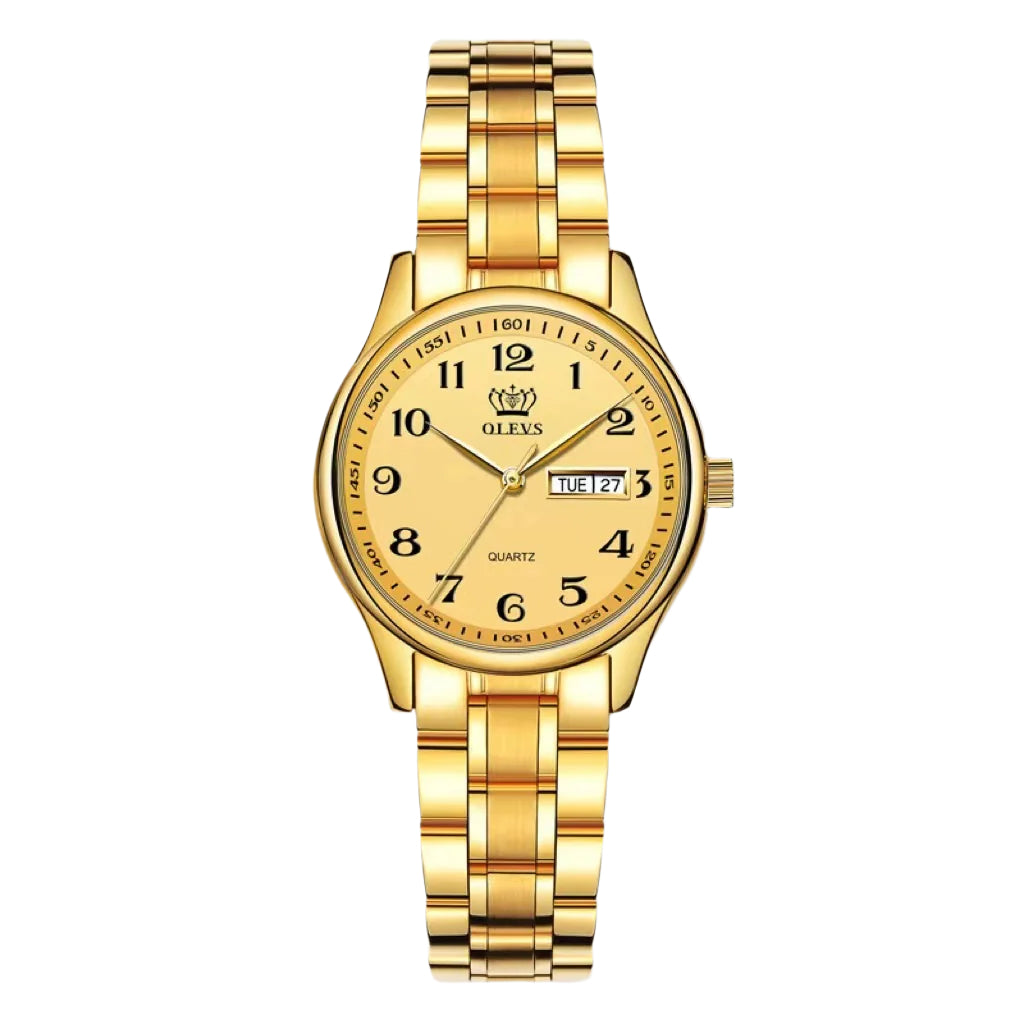 OLEVS Luxury Couple Quartz Watch Elegant Stainless Steel Watch Luminous Waterproof Week Date Quartz Wristwatch - Acquisti Online