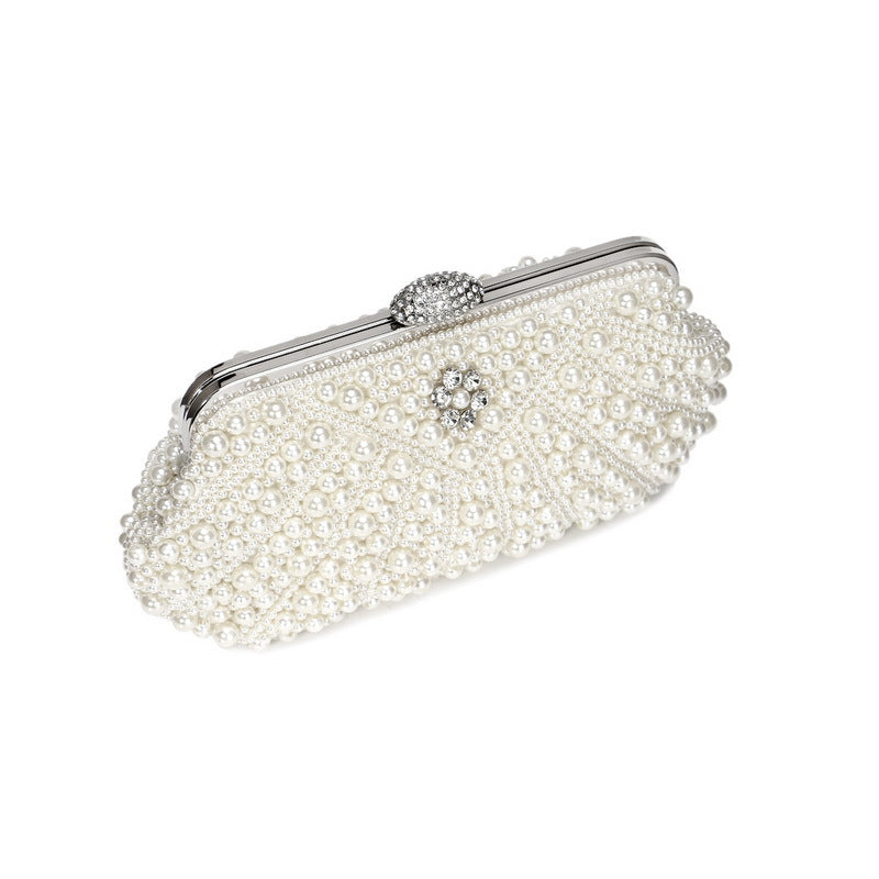 Women Evening Bags Embroidery Shell Flower Diamonds Prom Clutch With Handle Pearl Handbags Pearl Vintage Ladies Banquet Bag