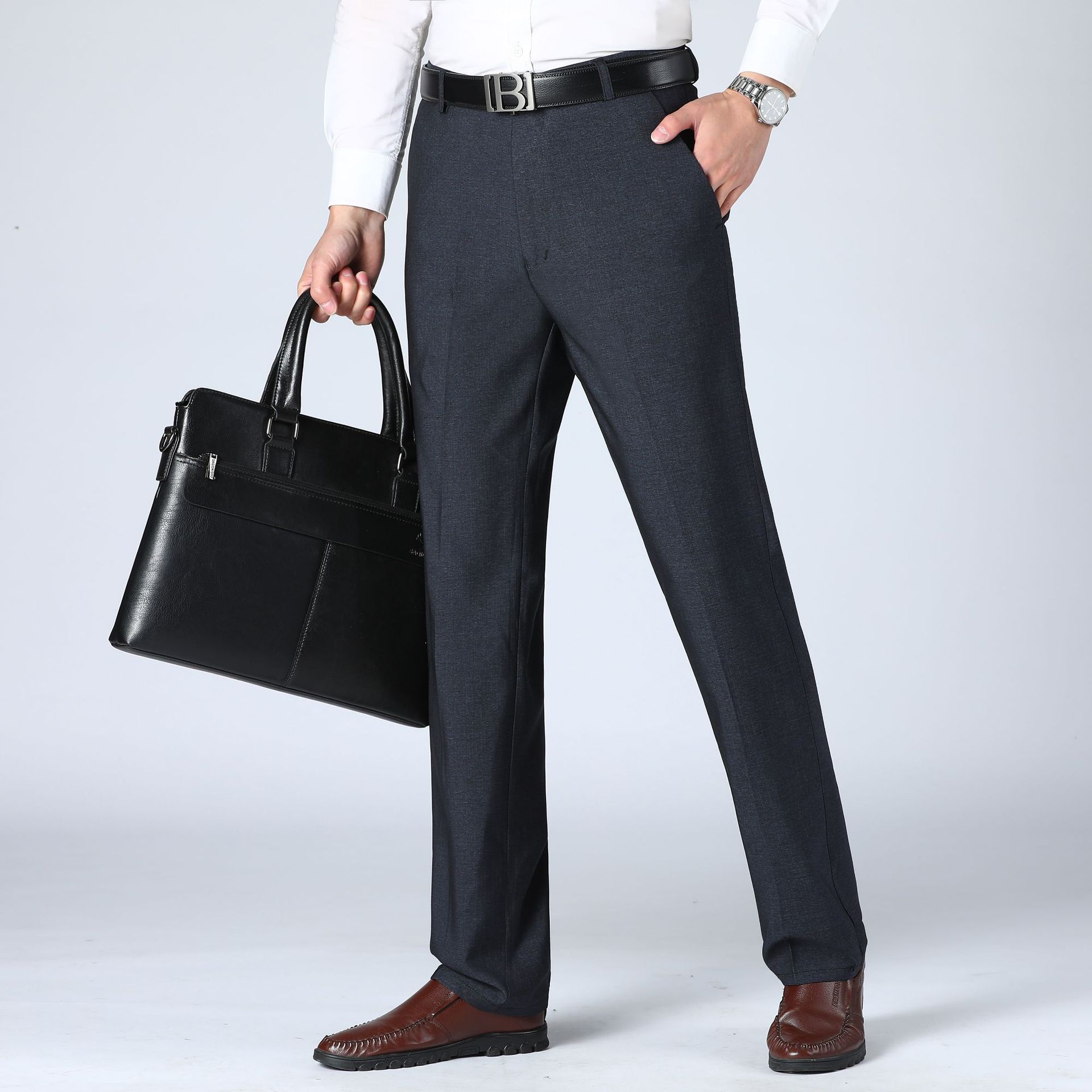 Men's Straight-leg Pants Loose High Waist Suit Pants - Acquisti Online
