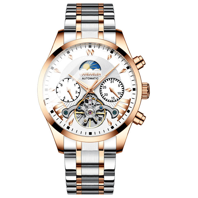 AILANGITEM Men's Business Casual Watch Automatic Mechanical Waterproof Watch Steel Band Fashion Man Watch - Acquisti Online