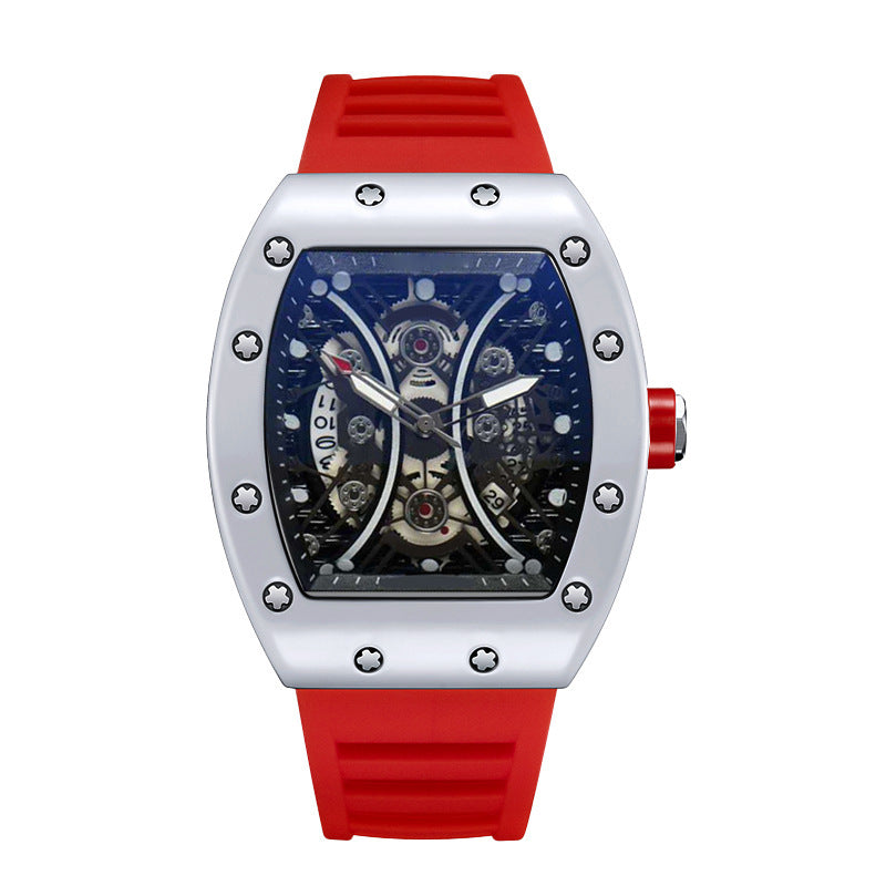 Luxury Automatic Quartz Hollow Luminous Waterproof Barrel-shaped Men's Watch