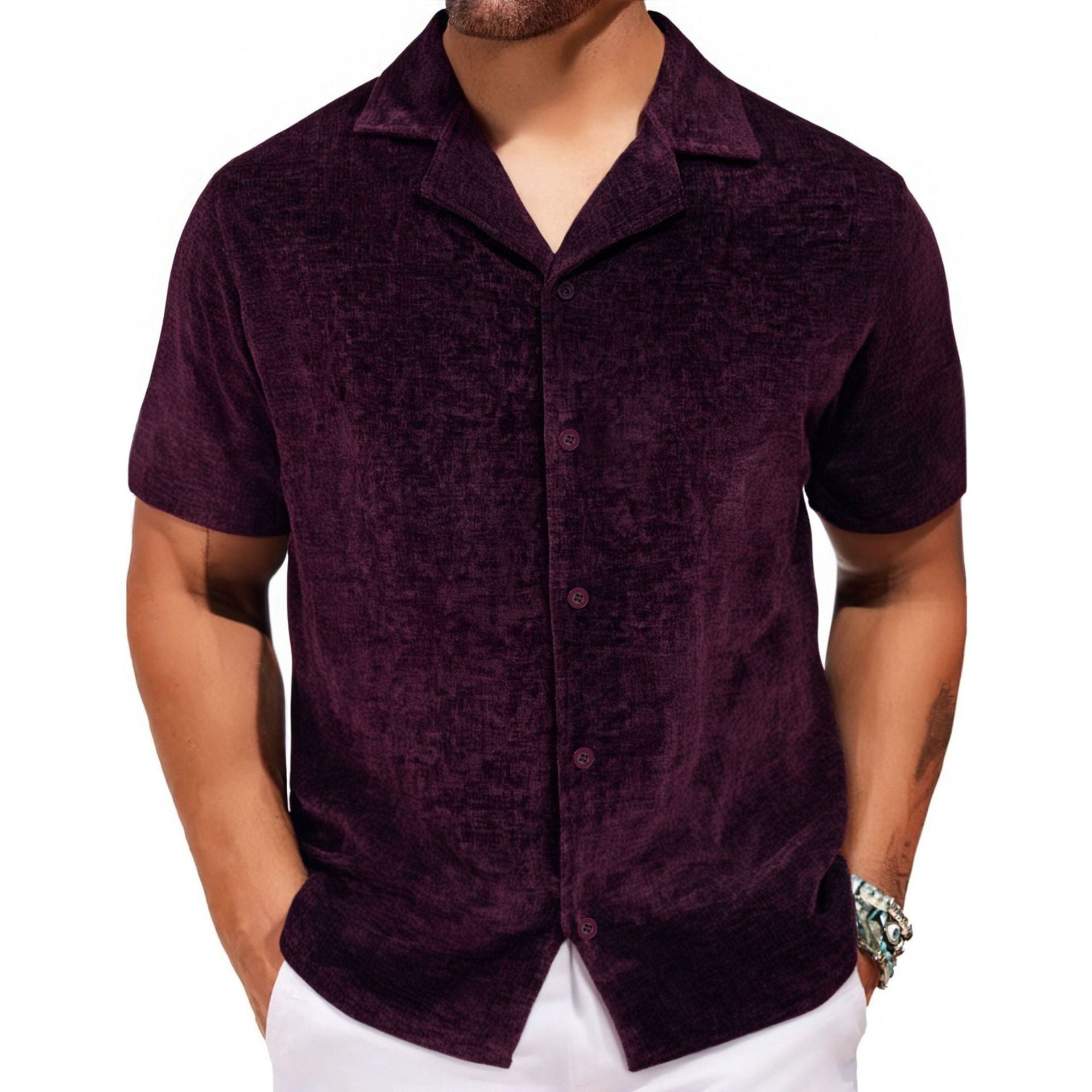 Heren los, trendy overhemd met korte mouwen