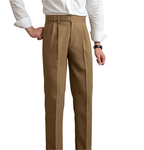 Fashion Mid-High Waist Straight Cropped British Pants Men's
