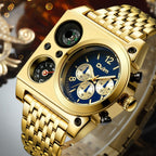 OULM Man Luxury Military Gold Color Steel Band Sports Watch