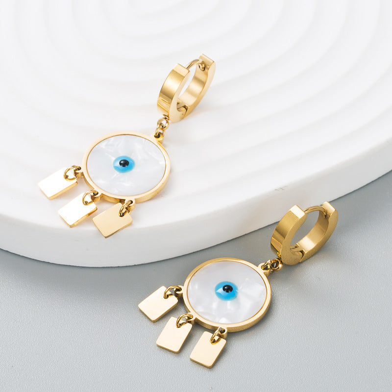 Women's Titanium Steel Earrings Net Red Popular Shell Temperament Does Not Change Color