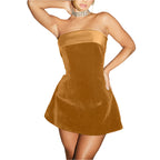 Ins Slim Tube-top Jurk Mode Rits A-lijn Korte Jurken Feestavondkleding Voor Vrouwen