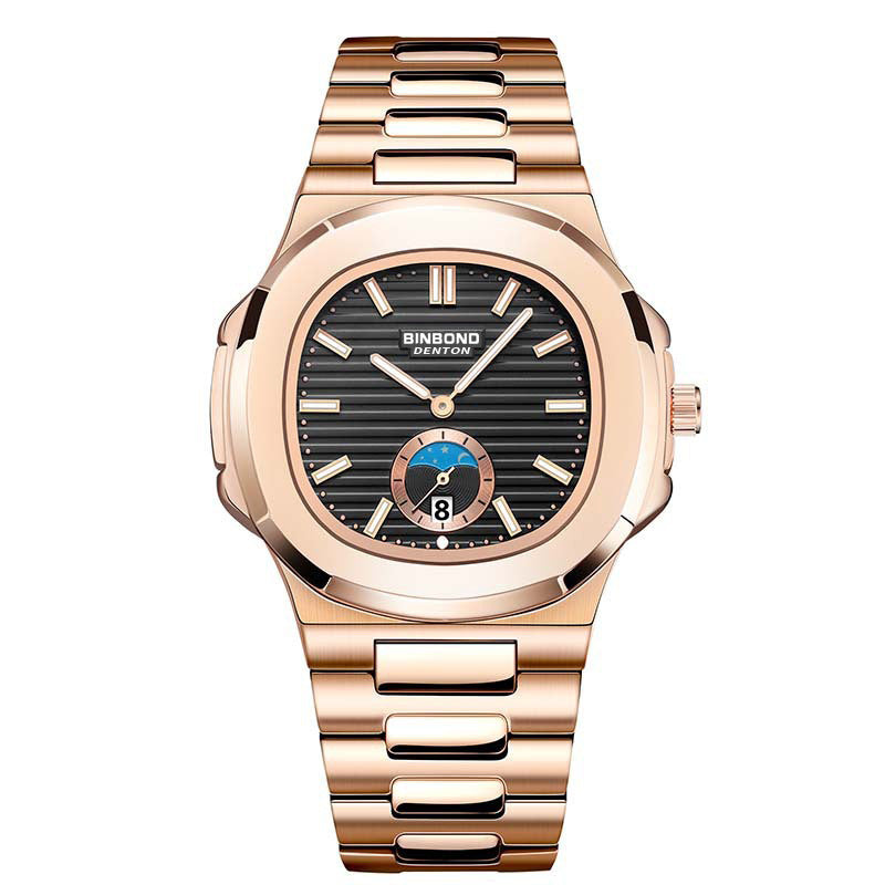 RORIOS Simple Men's Watch Casual Quartz Wrist Watch Waterproof Calendar Luminous Analogue Stainless Steel Strap