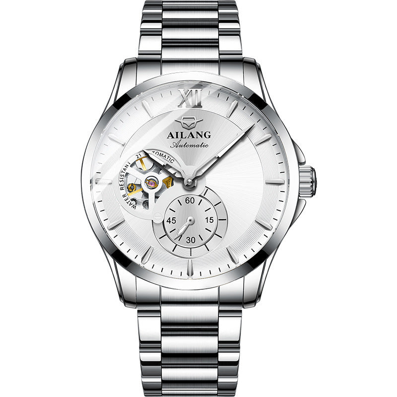 AILANG Men's Business Casual Fashion Watch Automatic Mechanical Movement Watch Waterproof Steel Band Man Watch - Acquisti Online
