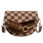 Women's Fashionable Simple Crossbody Shoulder Bag Zipper Pocket Polyester Texture Small Square Crossbody Shoulder Bag