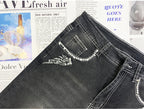 European And American Hot Pants Rhinestone Elastic Slim Fit Slimming Skinny Denim Trousers - Acquisti Online