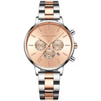 Hannah Martin Women Quartz Watch Three Eye Six Needle Chronograph Calendar Quartz Watch Waterproof Women Quartz Watch