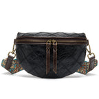 Women's Crossbody Bag Large Capacity Zipper Pocket Original Leather Stitching Fashion Embossed Crossbody Chest bag
